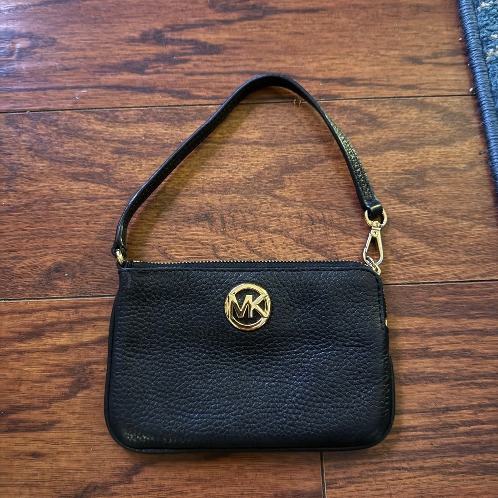 Michael Kors Pebbled Black Wristlet